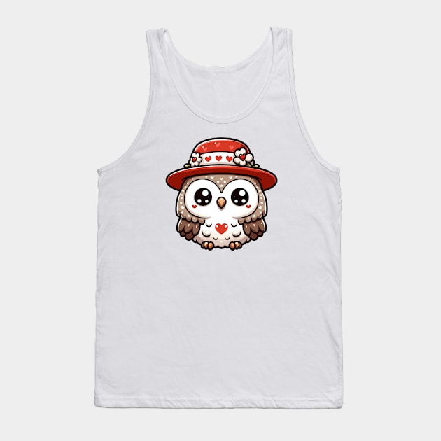 Cute Kawaii Valentine's Ow Tank Top by Luvleigh